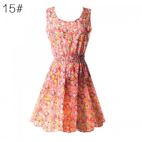 Sleeveless Printed Floral Slim Tank Mini Dress (15)